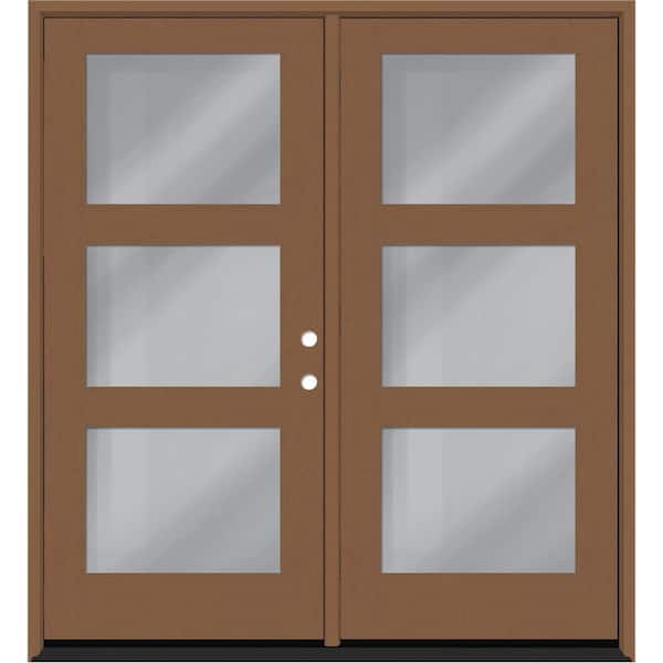 Steves & Sons Regency 60 in. x 80 in. Modern 3L Equal Clear Glass Autumn Wheat LHIS Stained Fiberglass Retro Patio Door w/4 in. Jamb