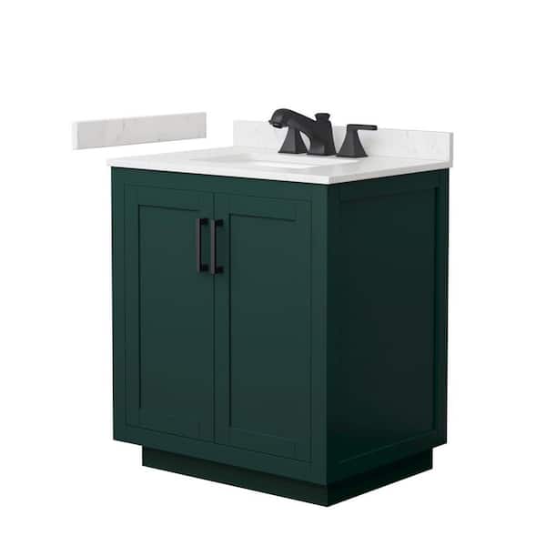 Miranda 30 in. Single Freestanding Green Bath Vanity with Carrara Cultured Marble Top