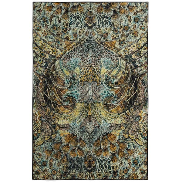 Mohawk Home Lova Gold 8 ft. x 10 ft. Abstract Area Rug