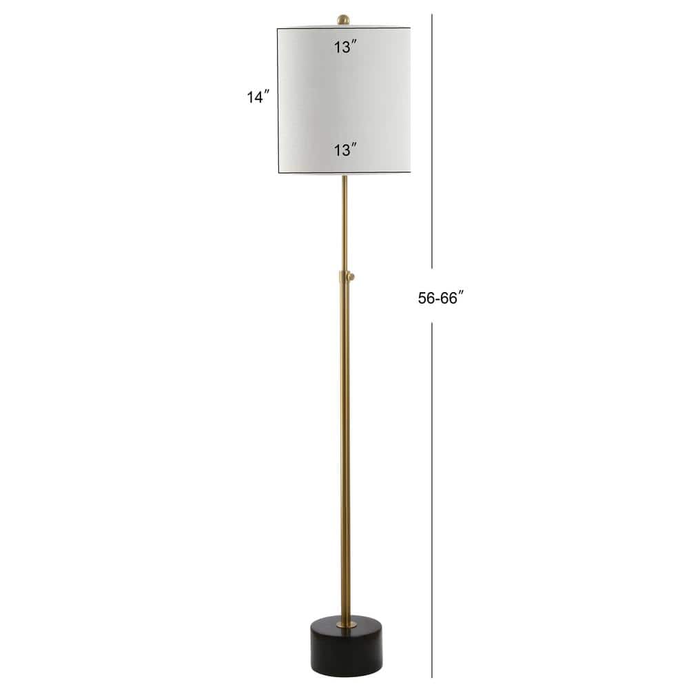 Elegant Brass and Black Marble Adjustable Floor Lamp with Linen Shade