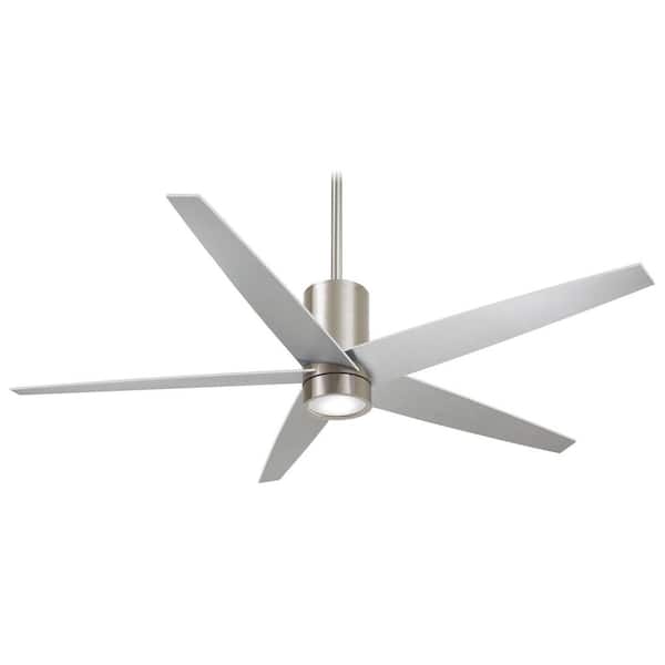 Symbio 56 in. Integrated LED Indoor Brushed Nickel Ceiling Fan with Light with Remote Control
