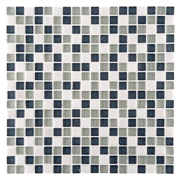 Jeffrey Court Classic Check 12 in. x 12 in. x 8 mm Glass Marble Mosaic Tile