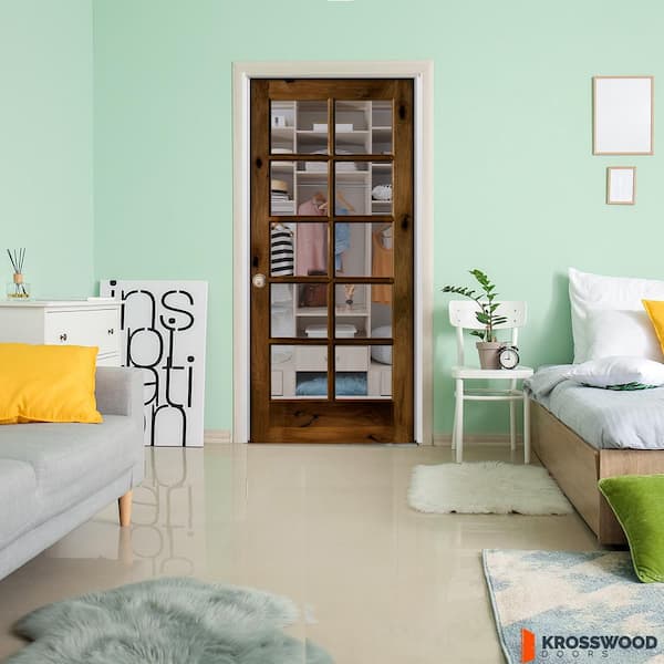 DIY 32in.x80in. Right-Hand 10-Lite ClearGlass Provincial Stain Alder Wood Single Interior Door Kit w/Quick Assemble Jamb