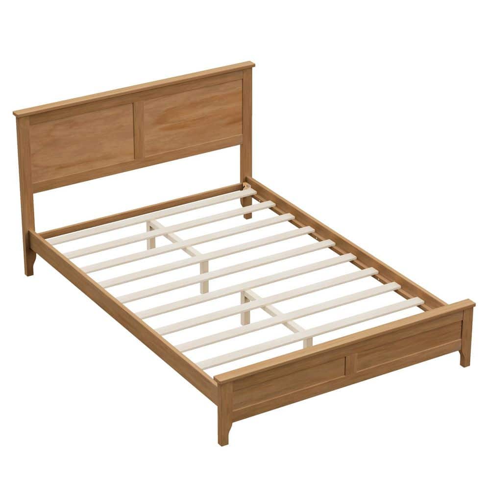Morgan Modern Brown Wood Frame Full Size Platform Bed with Sturdy Wooden Slats Support - thumbnail 8