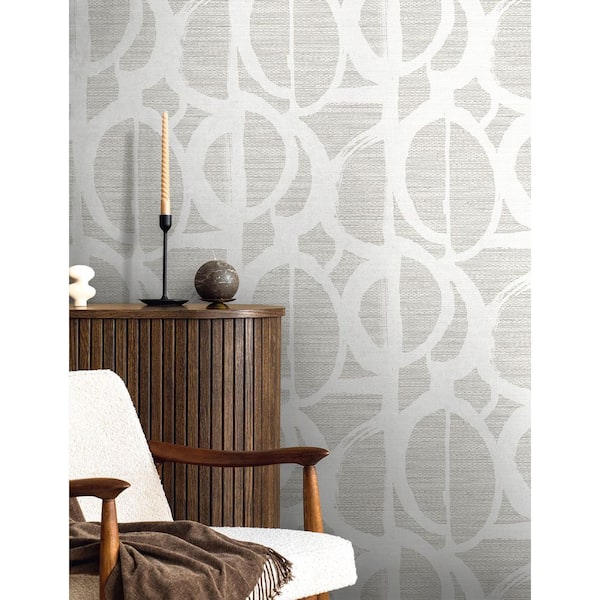 60.75 sq. ft. Metallic Dove Grey and Off-White Pendelton Abstract Nonwoven Paper Unpasted Wallpaper Roll