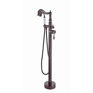 Classical Single-Handle Freestanding Bathtub Faucet with Hand Shower in Oil Rubbed Bronze