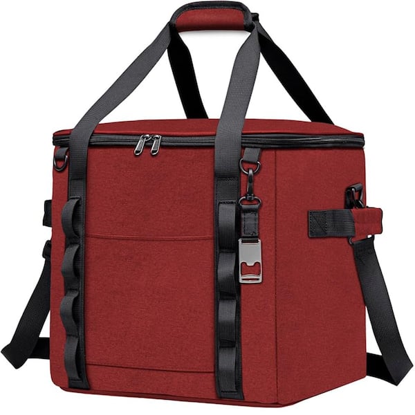 12" Red Cube Soft Cooler Box 50 Cans for Grocery Road Trips