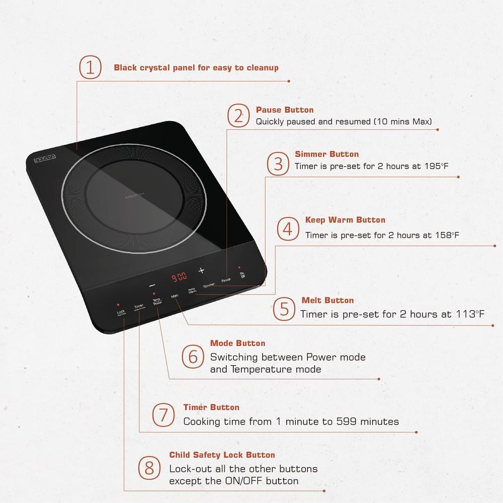 Empava Black Portable Single Burner Induction Cooktop