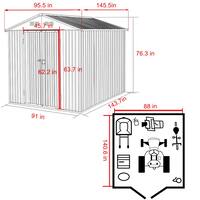 VEIKOUS 8 ft. W x 12 ft. D Outdoor Metal Storage Shed in Gray (96 sq. ft. ) PG0301-28-2