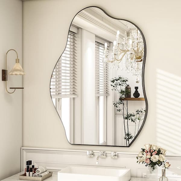 XRAMFY 26 in. W x 37.8 in. H Irregular Flameless Vanity Mirror