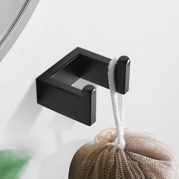 U Shape Stainless Steel Towel Hook Wall Mounted in Matte Black Plated
