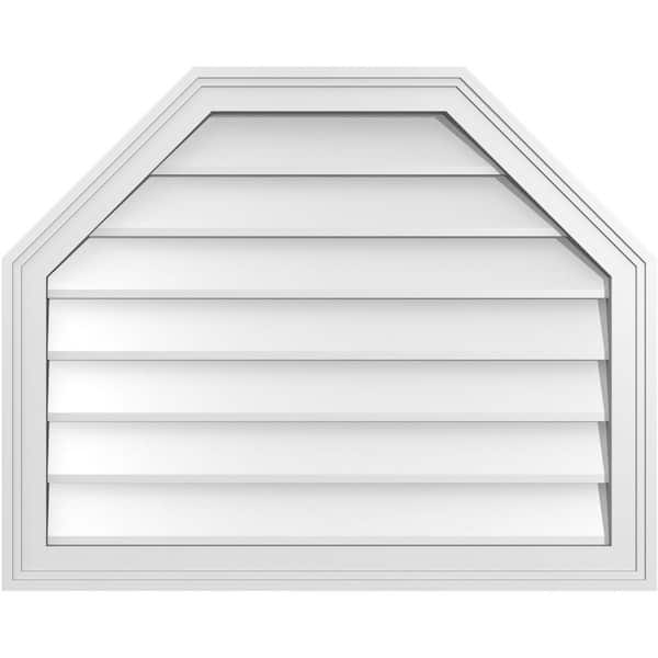 Ekena Millwork 30 in. x 24 in. Octagonal Top Surface Mount PVC Gable Vent: Decorative with Brickmould Frame