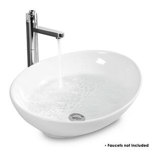 White Ceramic Oval Bathroom Basin Ceramic Vessel Sink