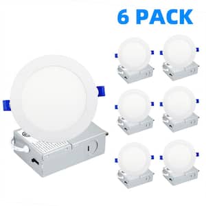 6-Pack of 6 in. Adjustable CCT Canless LED Downlight Indoor Integrated LED Recessed Light, 5 in. Lens Aperture Size