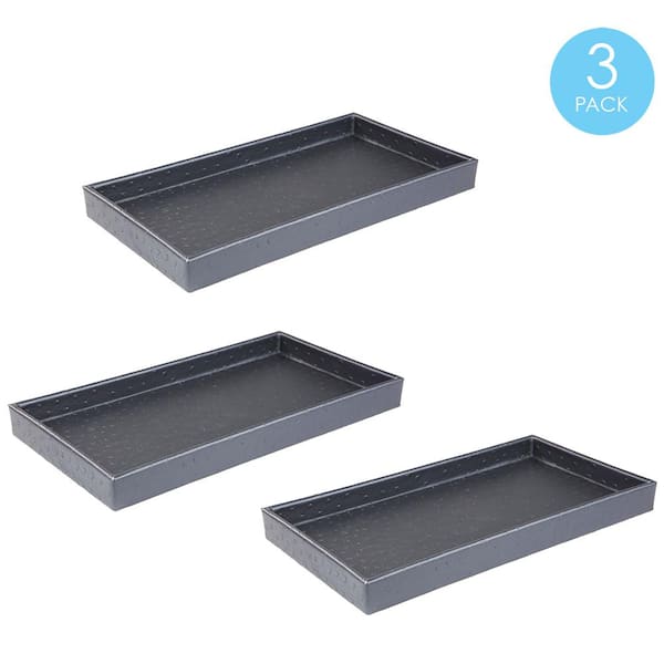Home Basics Grey Leather Vanity Tray (3-Pack)