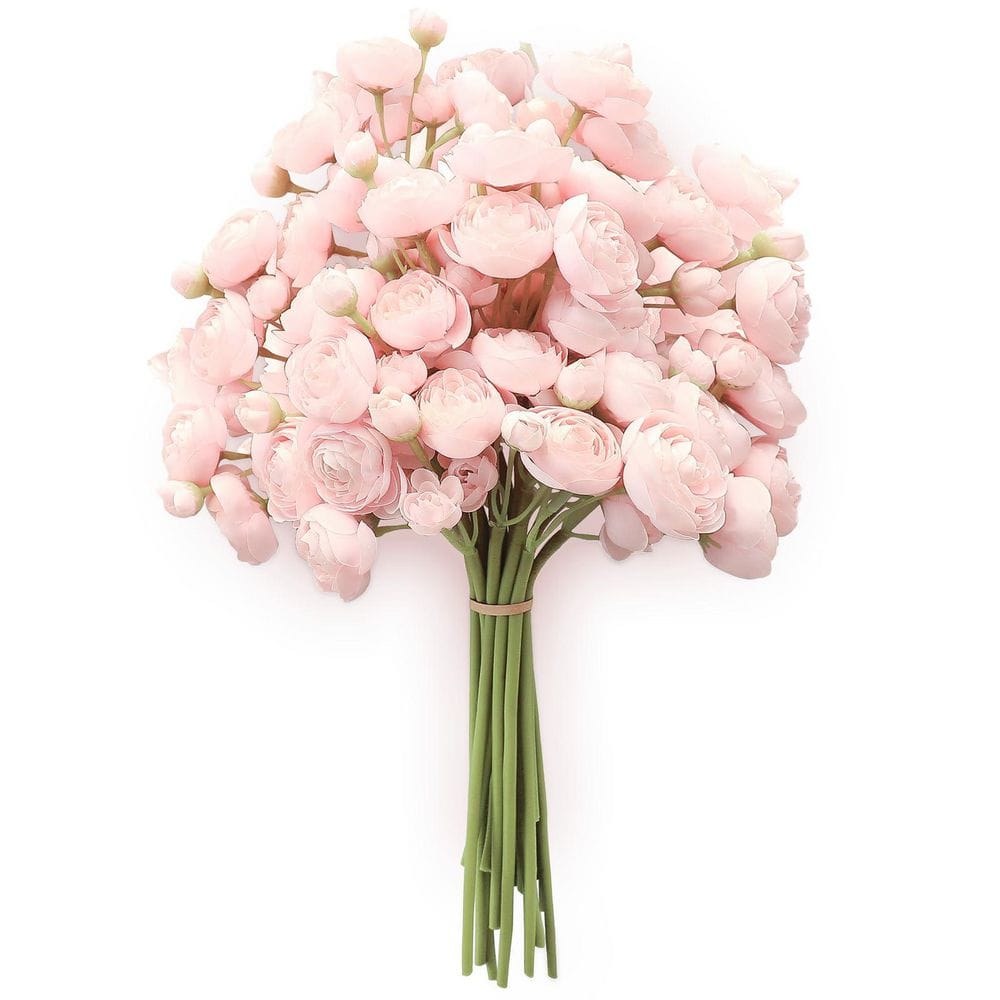 11 in. Blush Pink Indoor Artificial Rose Flower for DIY Bouquet, 18-Pieces
