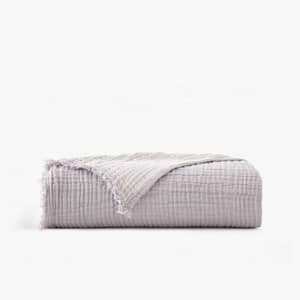 2-Toned Organic Lavender Cotton 1-Piece Throw Blanket
