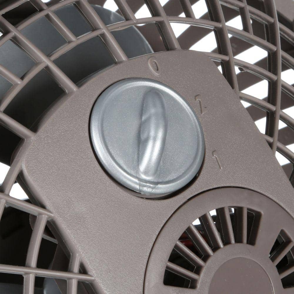 Compact Aerodynamic 10" Oscillating Desk/Floor Fan in Brown