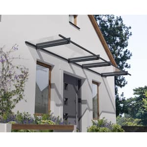 Nancy 3 ft. x 14 ft. Gray/Clear Door and Window Awning