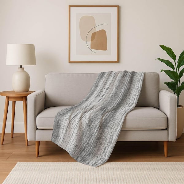 Premium Machine Washable ASB861 Gray 50 in. x 70 in. Sherpa Throw Blanket