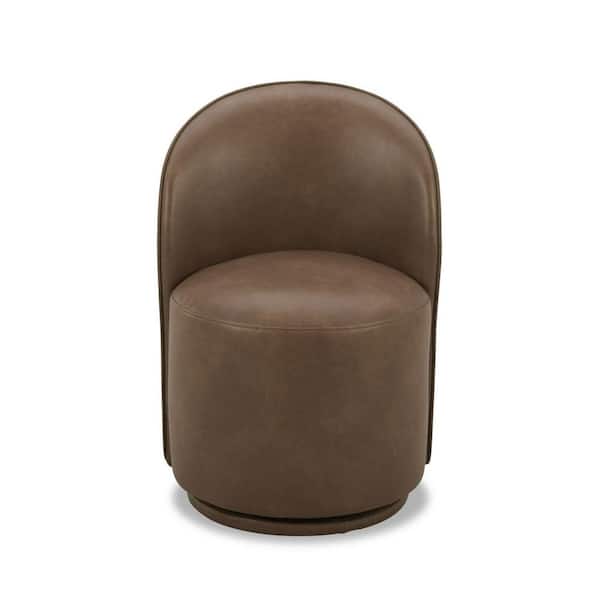 Correa Brown Vegan Leather Swivel Dining Chair