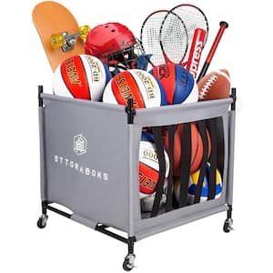 60 lbs Capacity Garage Sports Ball Storage Cart with Wheels, Ball Organizer Basket, Sports Equipment Storage Bin, 1 Pack