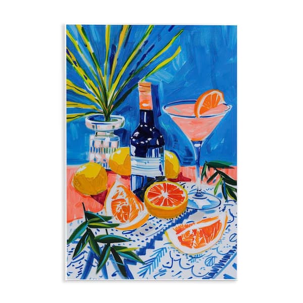 Stupell Industries Wine Bottle and Citrus by LSR Design Studio Unframed Food Graphic Art Print 15 in. x 10 in.