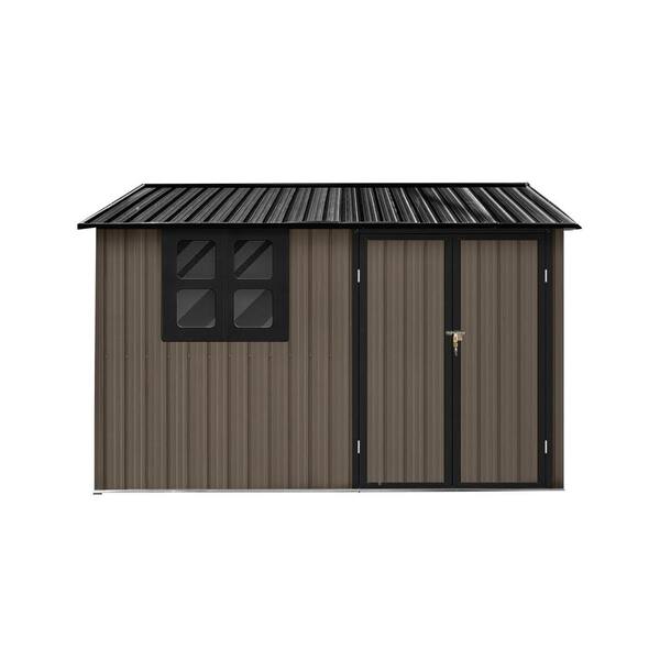 Boosicavelly 8 ft. W x 6 ft. D Brown Metal Shed with Double Door and