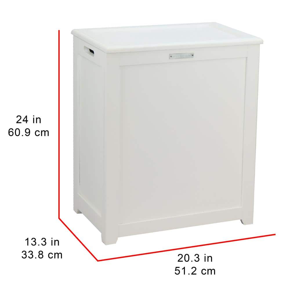 White Rectangular MDF Laundry Hamper with Lid