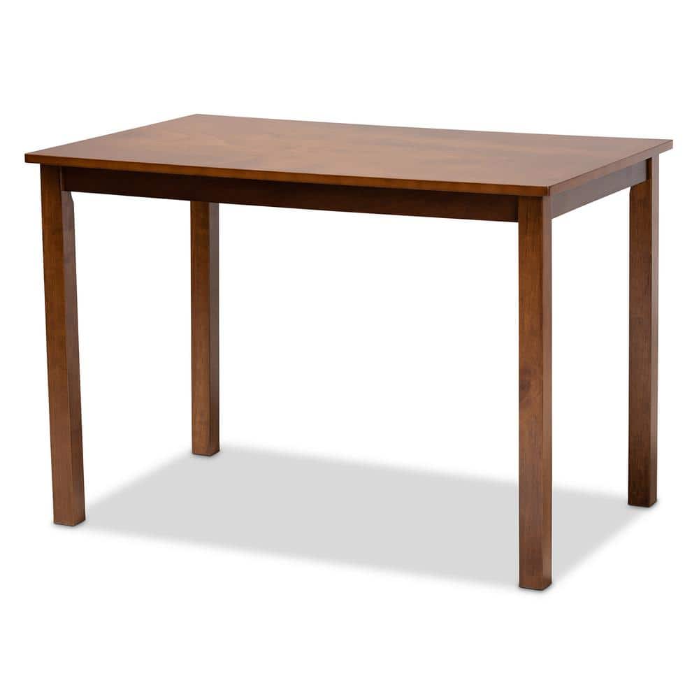 Walnut Brown and Grey Fabric 5-Piece Dining Set