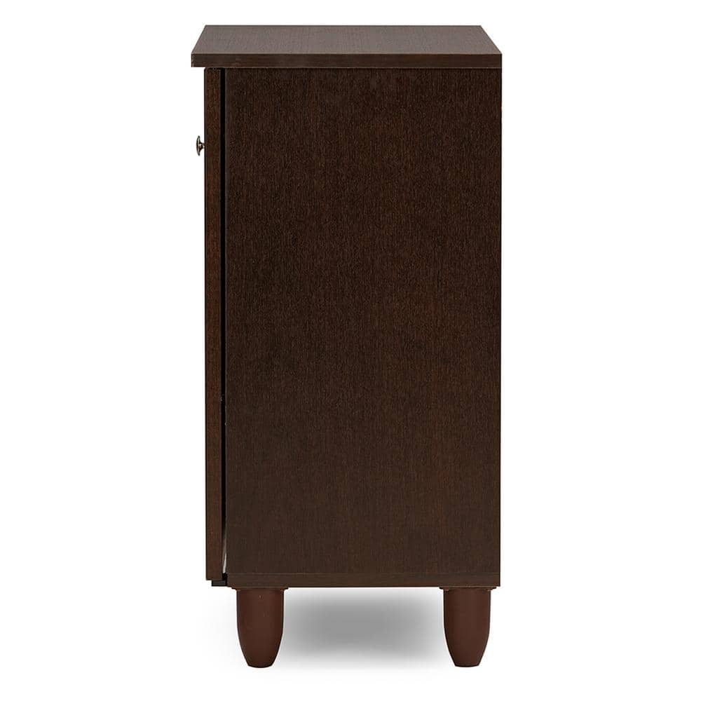 Winda Dark Brown Wooden 2-Door Entryway Shoe Cabinet