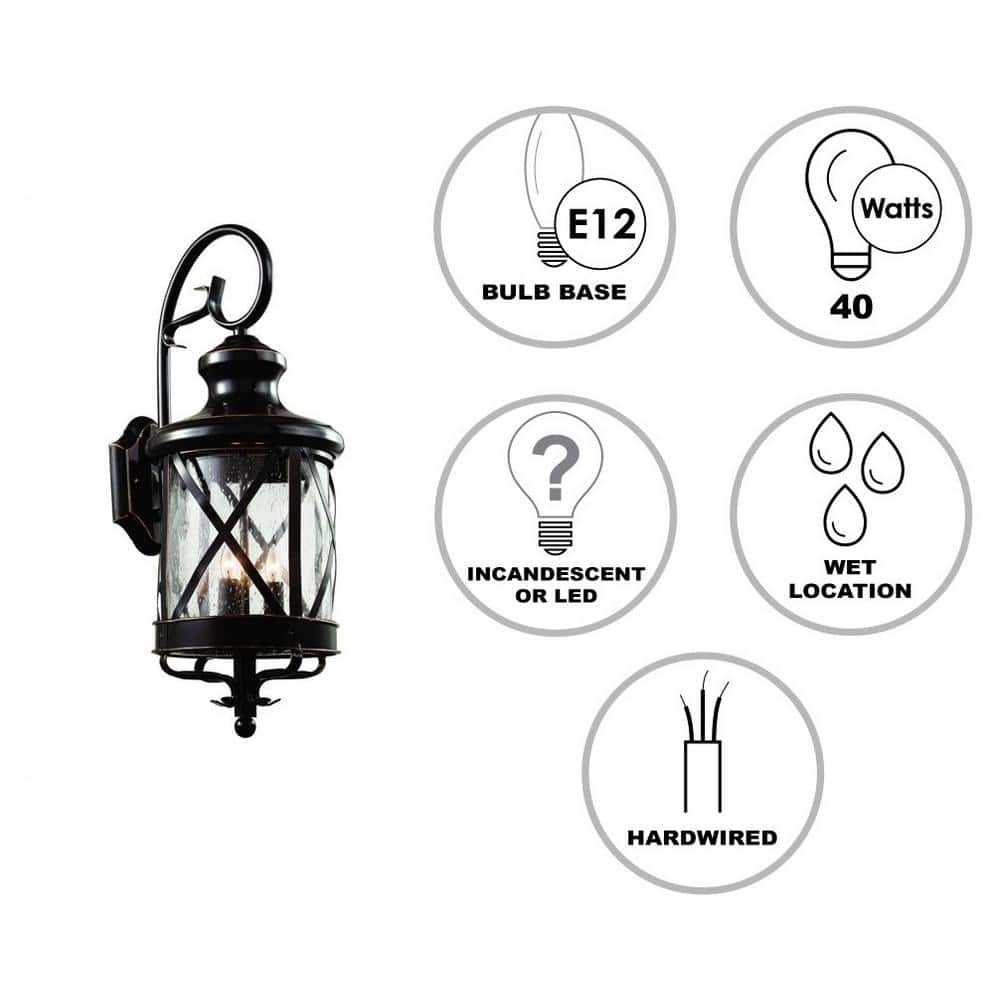 Tennessee 29-Inch Bronze Outdoor Wall Lantern with Bubbled Glass