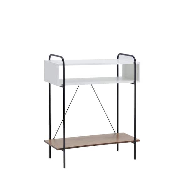 Milan 31.25 in. White Rectangle Composite Console Table with Shelves