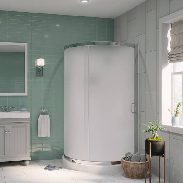 OVE Decors Breeze 38 in. x 38 in. x 76 in. Shower Kit with Intimacy Glass, Shower Base and Wall in White