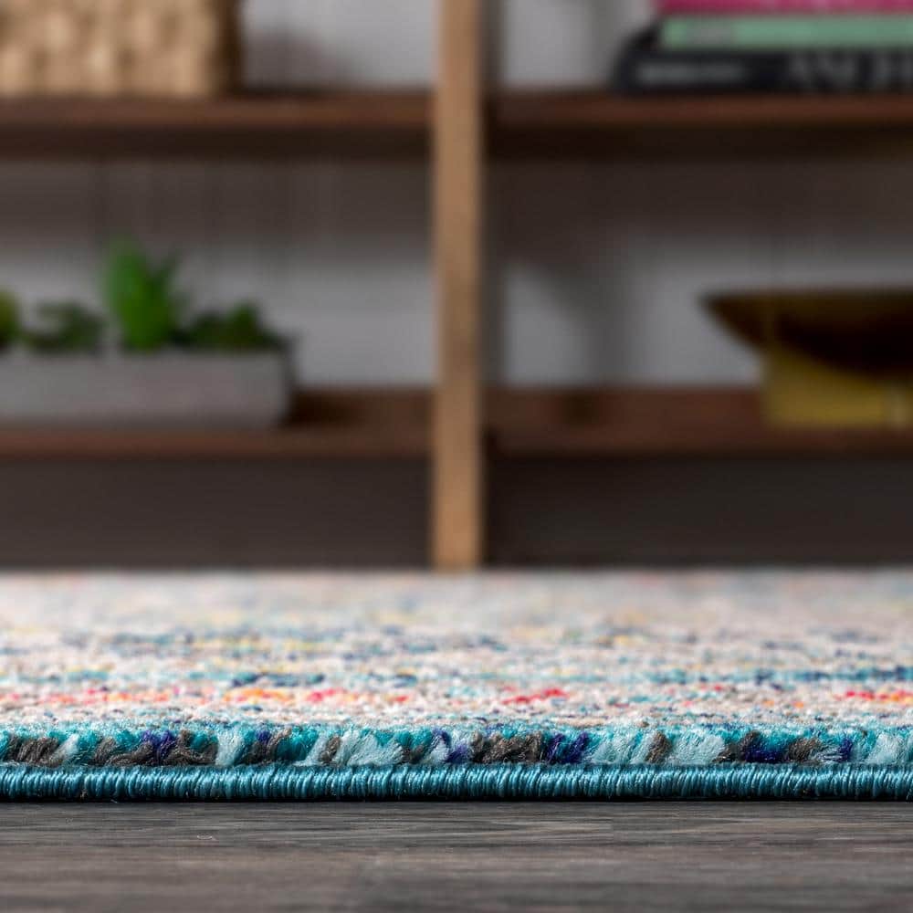 5'x8' Blue Synthetic Medallion Reversible Area Rug