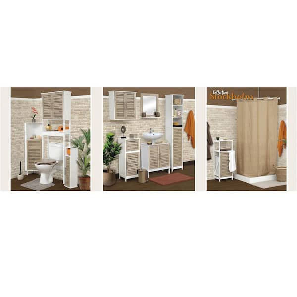Free Standing Magazine and Toilet Paper Holder Basket with Wooden Rod in  Natural QI003417 - The Home Depot