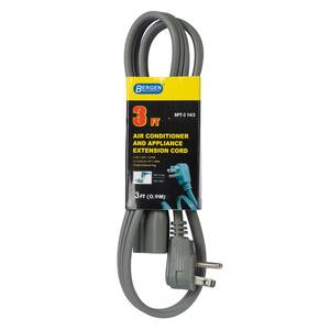 3 ft. 14/3 SPT-3 Wire Air Conditioner/Major Appliance Extension Cord with Right U-Ground Plug in Gray