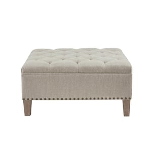 Alice Taupe Fabric Tufted Square Cocktail Ottoman