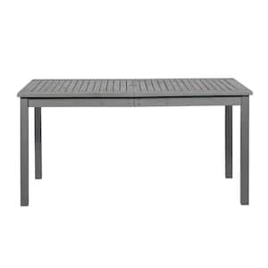60 in. Grey Wash Contemporary Acacia Wood Outdoor Dining Table with Slat Top