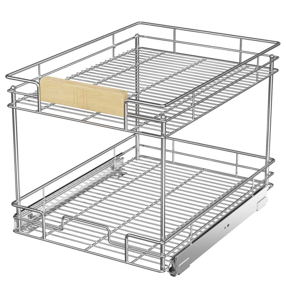 HOLD N' STORAGE Pull Out Cabinet Organizer, Heavy Duty-with Lifetime  Limited -14 W x 21 D - Requires At Least a Cabinet Opening, Steel Metal cabinet  drawers slide out, Chrome Finish 