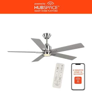 Zandra 52 in. White Changing Integrated LED Brushed Nickel Smart Hubspace Ceiling Fan with Light Kit and Remote Included