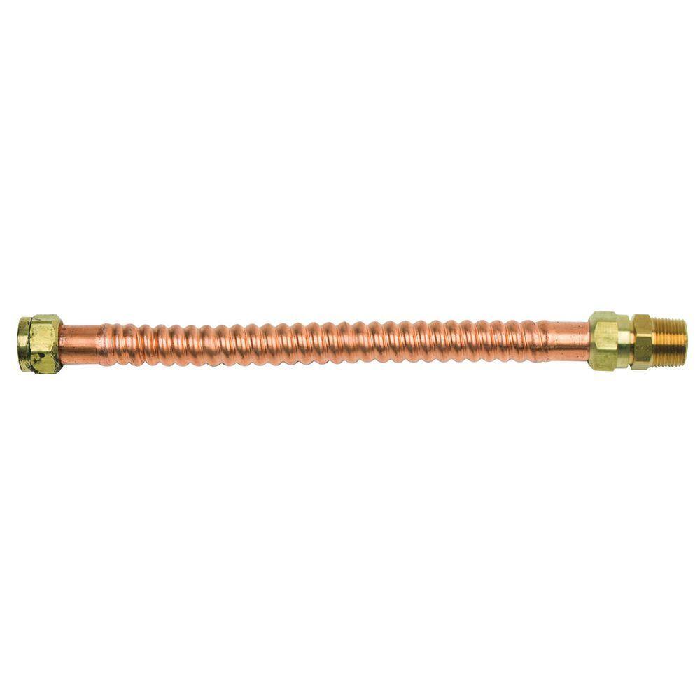 BrassCraft 3/4 in. FIP/MIP x 3/4 in. FIP x 12 in. Copper Water Heater  Connector (7/8 in. O.D.) WB20-12N - The Home Depot