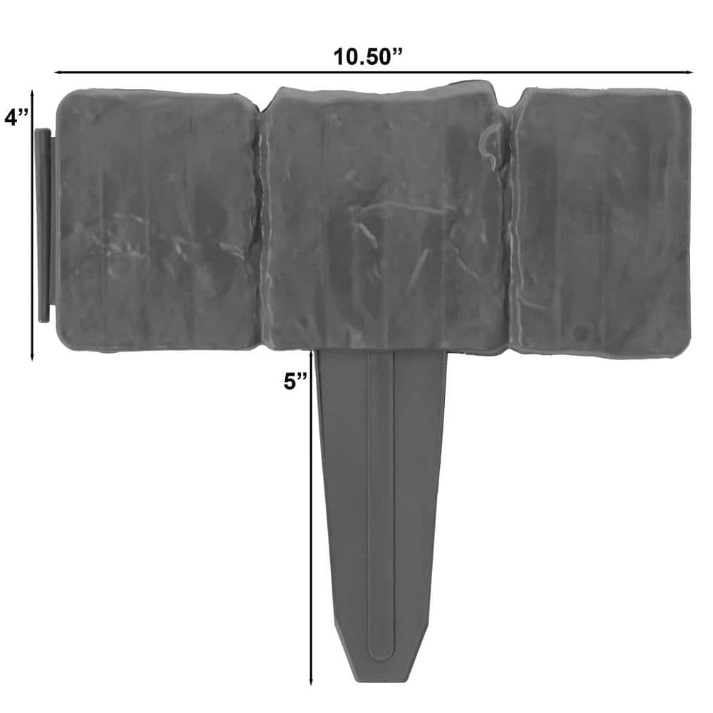 Gray Plastic Cobbled Stone Style Lawn Edging Set