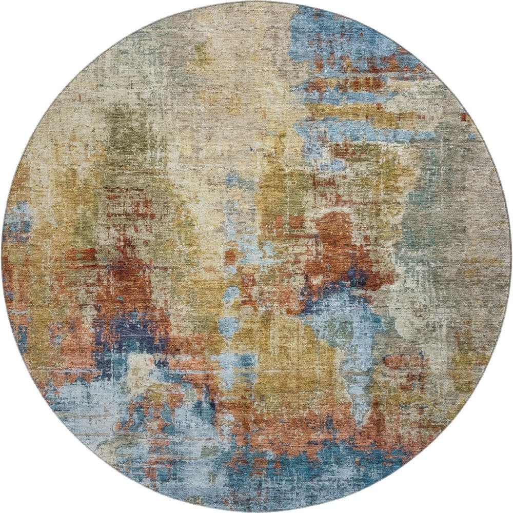 Mayfield Premium Machine Washable Abstract AMF2300 Beige 8 ft. x 8 ft. Round Rug price history on PriceWatchPro