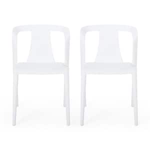 Orchid White Stackable Plastic Outdoor Dining Chair (2-Pack)
