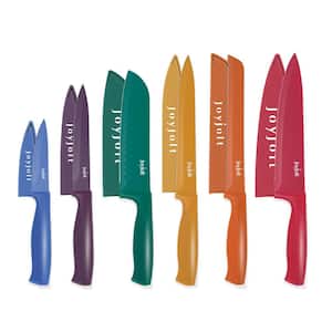 Multi Color 12-Piece Stainless Steel Multi Purpose Kitchen Knife Set - Knives and 6 Blade Covers (Set of 6)