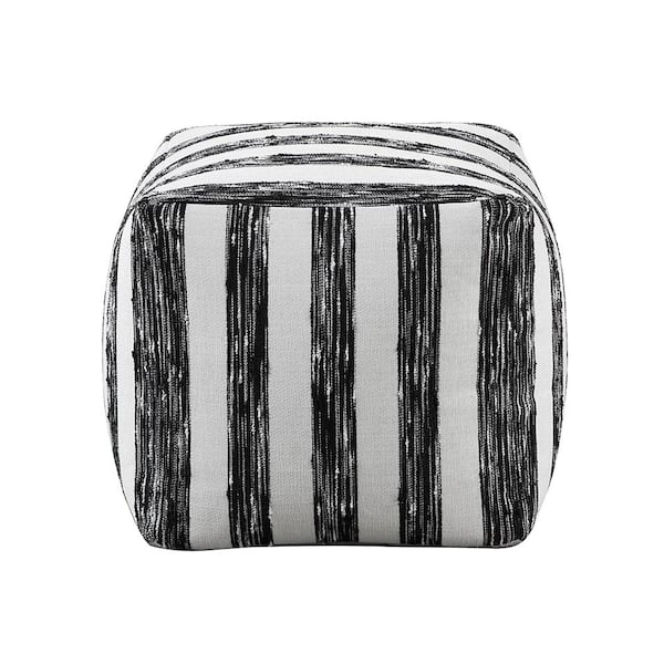 Lazzara Jair Multi Color Jacquard Fabric Square Pouf