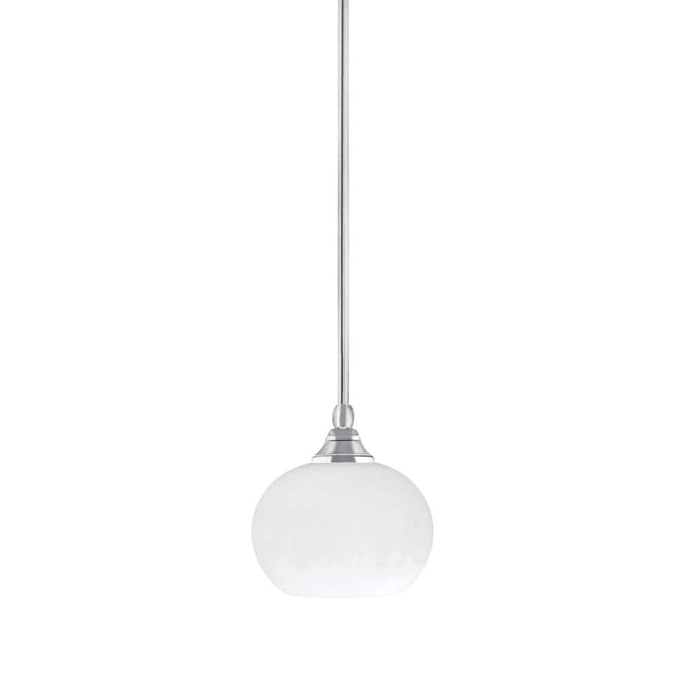 Sparta 100-Watt 1-Light Chrome Shaded Pendant Light Mini Pendant with White