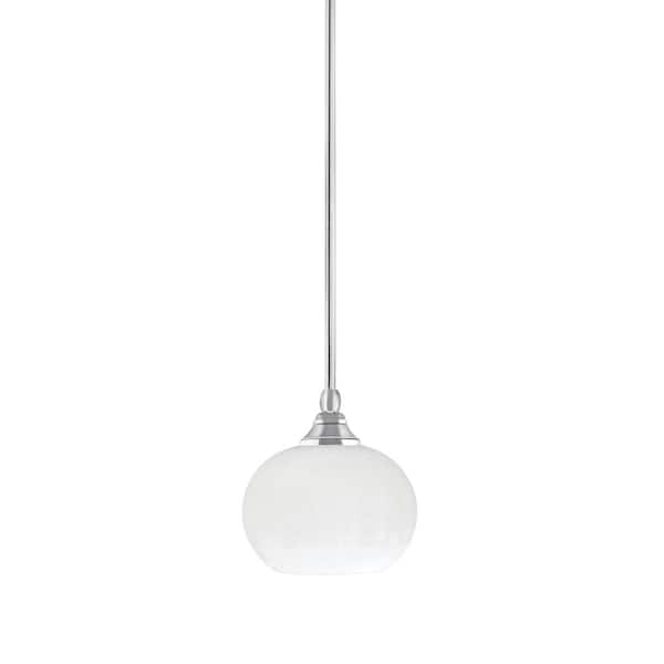 Unbranded Sparta 100-Watt 1-Light Chrome Shaded Pendant Light Mini Pendant with White Muslin Glass and No Bulb Included