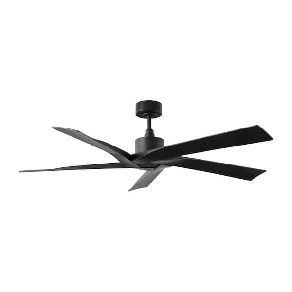 Fan Aspen Coastal 56 in. Outdoor Midnight Black Modern Downrod Mount Standard Ceiling Fan with Remote